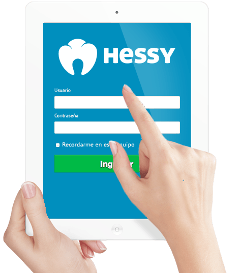 Pantalla de ingreso de Hessy Dental en una tablet
