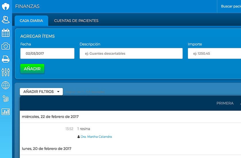 Módulo de finanzas y caja diaria de Hessy Dental
